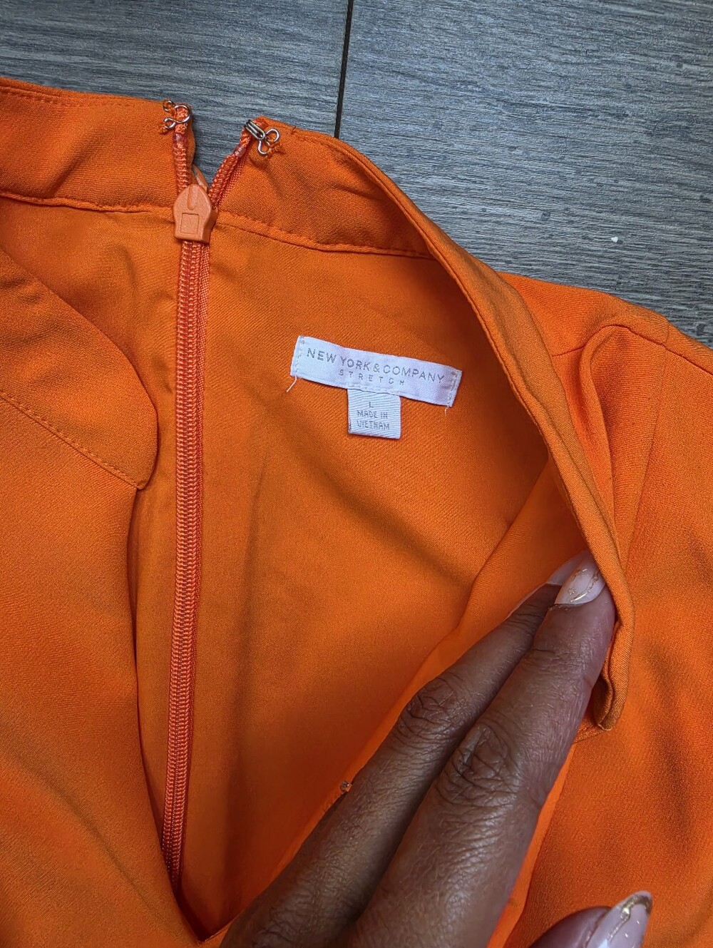 ⚡️$16 FINAL✨️ New York & Co Flutter Sleeve Orange Wide-Leg Jumpsuit Size L 🔴 - Picture 10 of 16